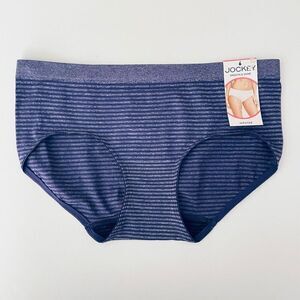 NWT Jockey 6/M Purple striped Smooth & Shine Seamfree Seamless Hipster Panty